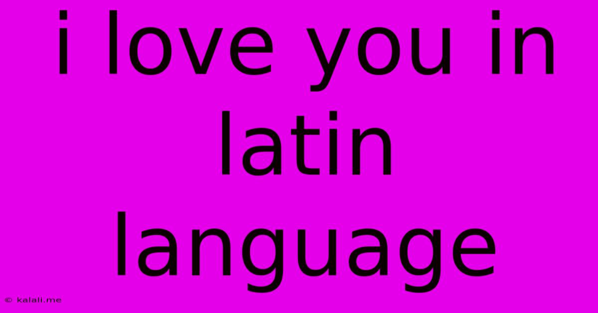 I Love You In Latin Language