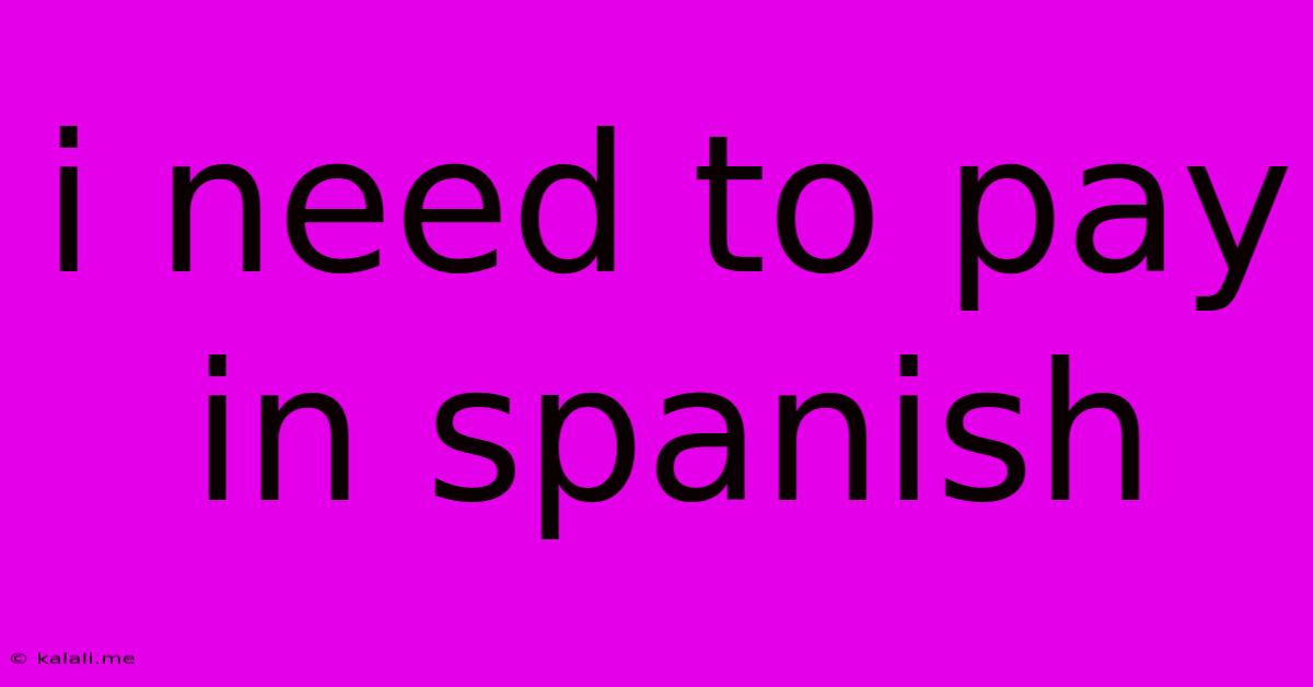 I Need To Pay In Spanish