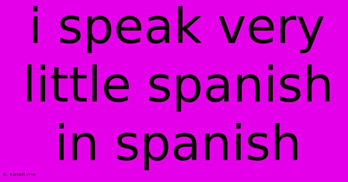 I Speak Very Little Spanish In Spanish