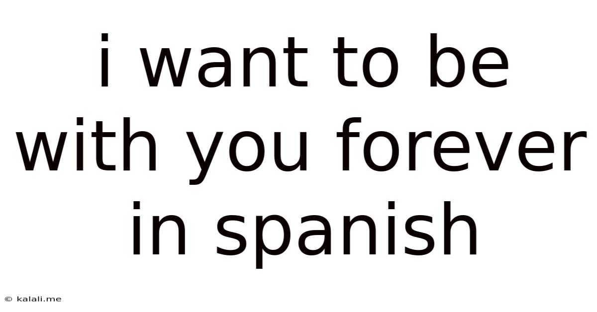 I Want To Be With You Forever In Spanish
