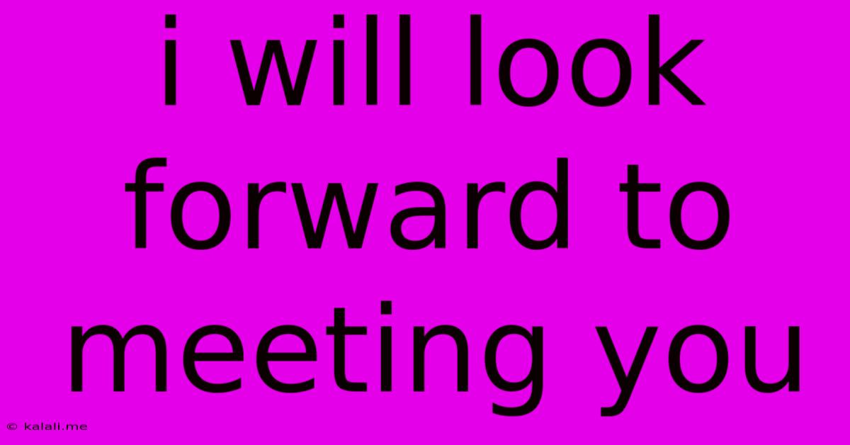 I Will Look Forward To Meeting You