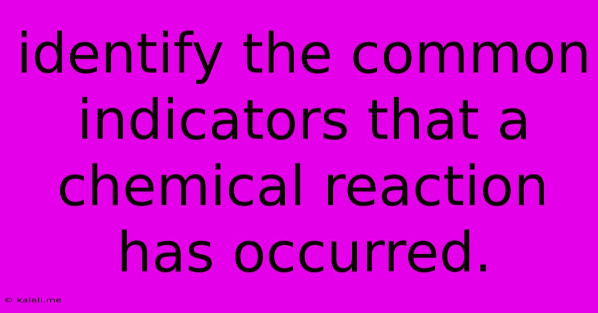 Identify The Common Indicators That A Chemical Reaction Has Occurred.