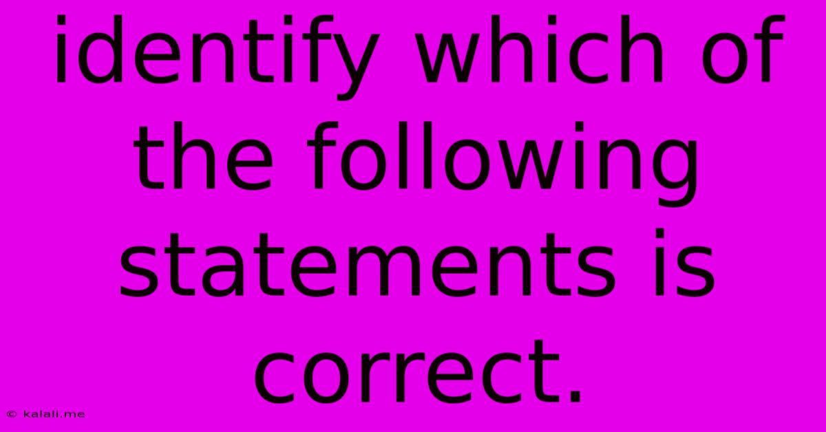 Identify Which Of The Following Statements Is Correct.