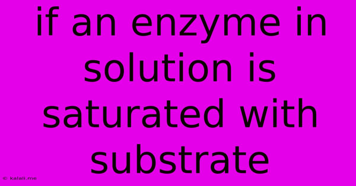 If An Enzyme In Solution Is Saturated With Substrate