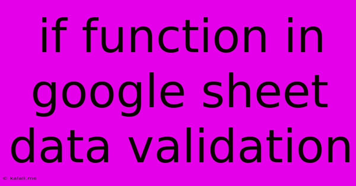 If Function In Google Sheet Data Validation
