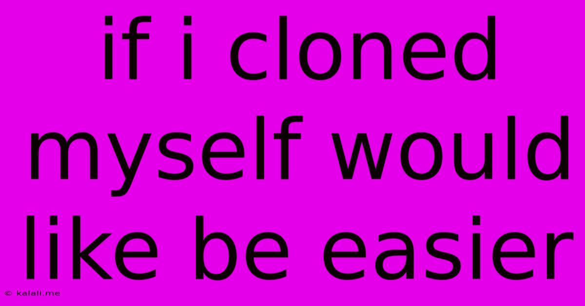 If I Cloned Myself Would Like Be Easier