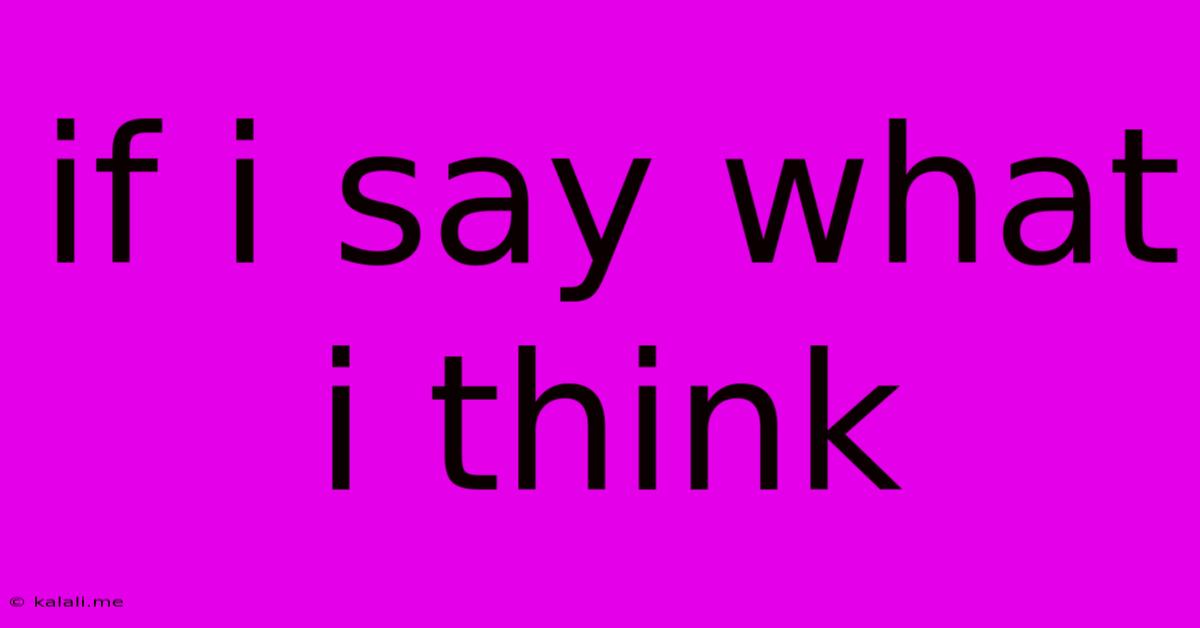 If I Say What I Think