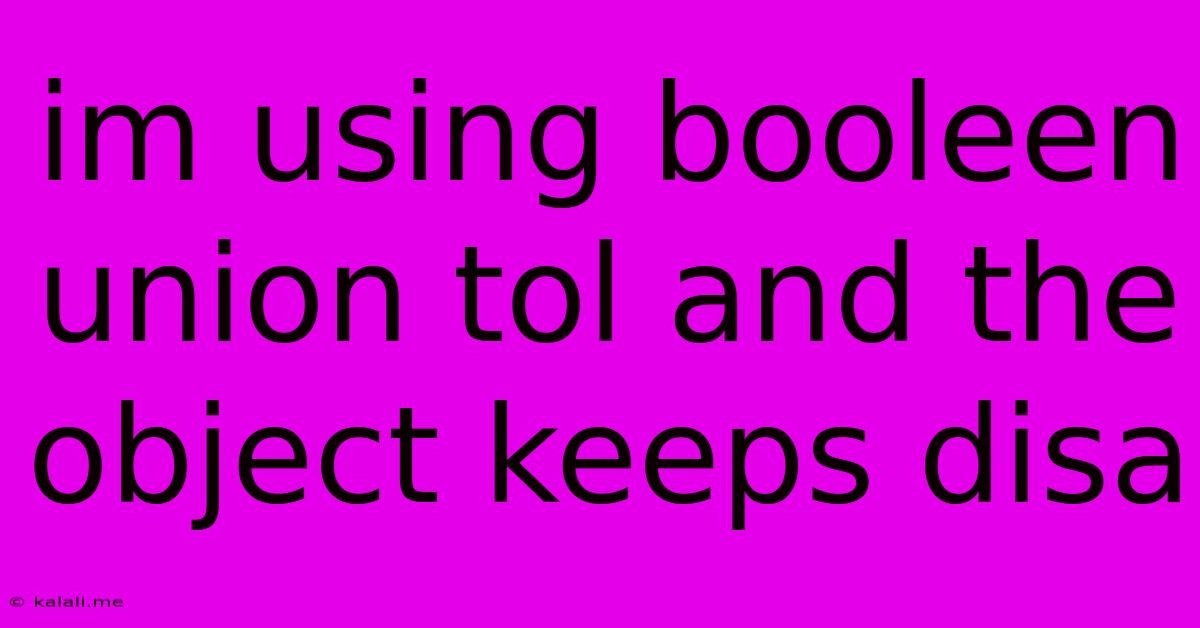 Im Using Booleen Union Tol And The Object Keeps Disa