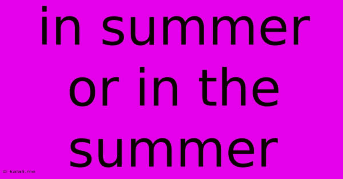 In Summer Or In The Summer