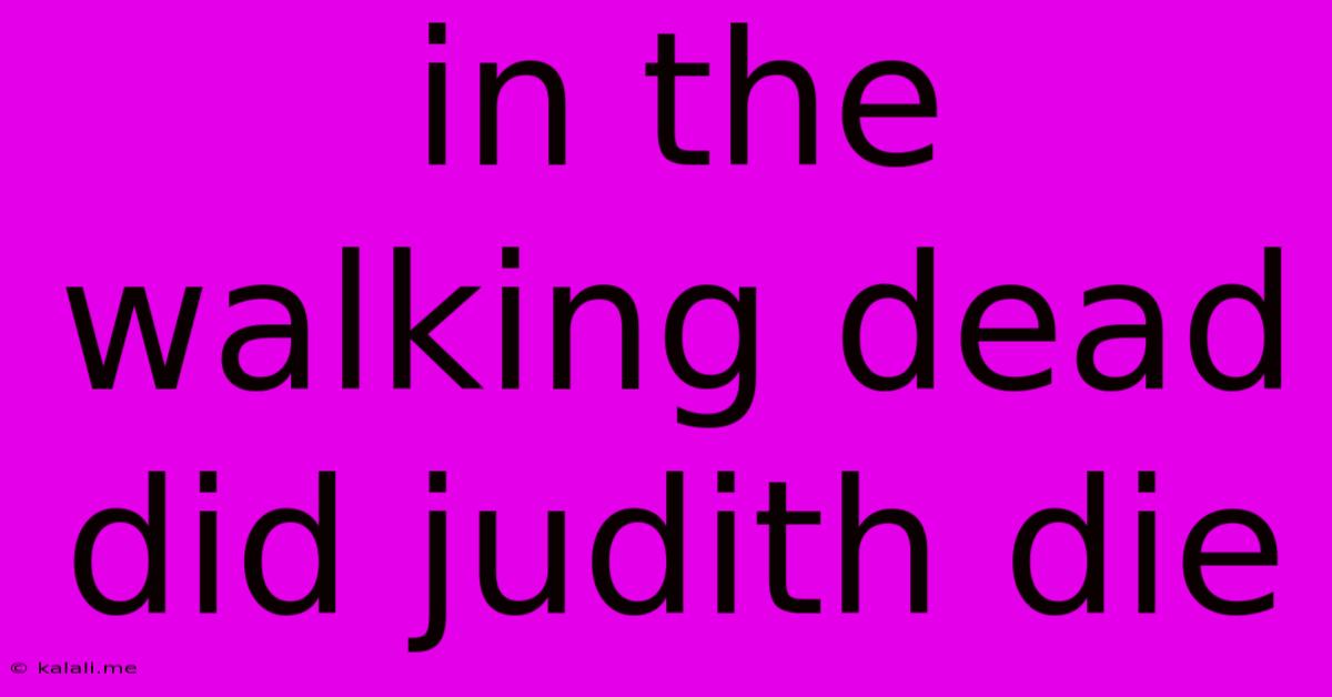 In The Walking Dead Did Judith Die