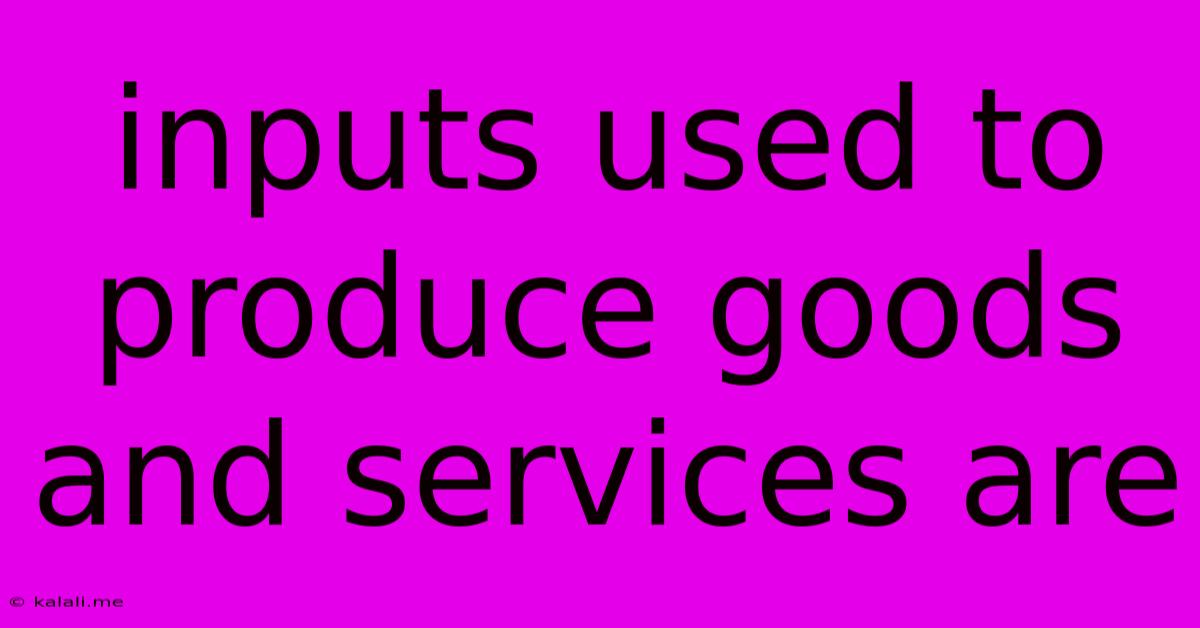 Inputs Used To Produce Goods And Services Are