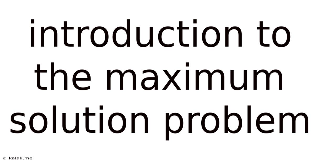Introduction To The Maximum Solution Problem
