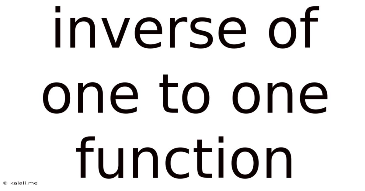 Inverse Of One To One Function