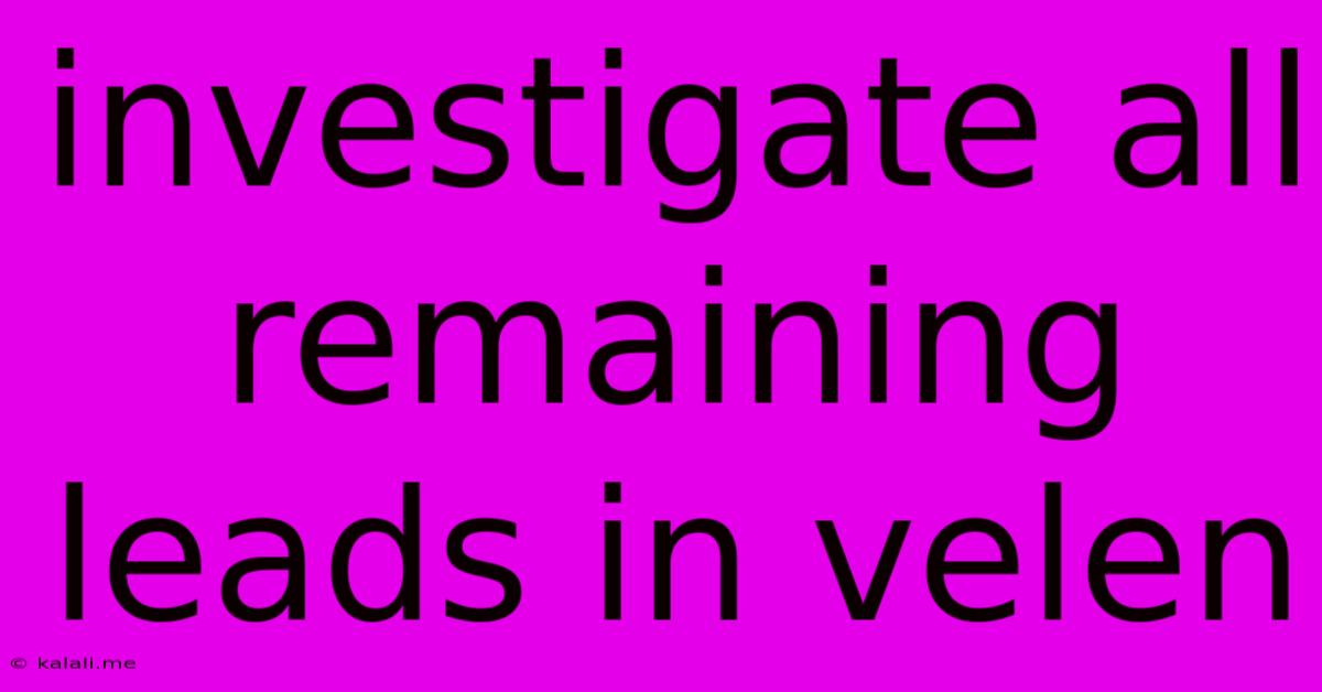 Investigate All Remaining Leads In Velen