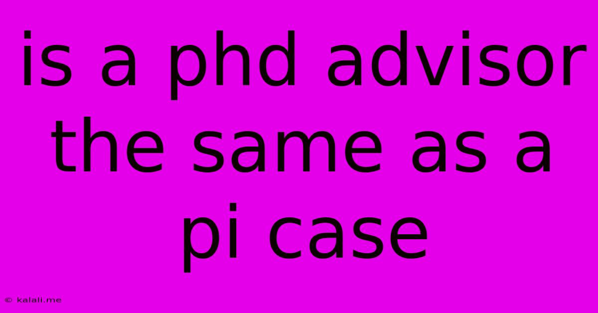 Is A Phd Advisor The Same As A Pi Case