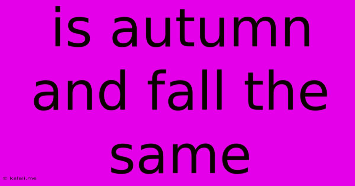 Is Autumn And Fall The Same