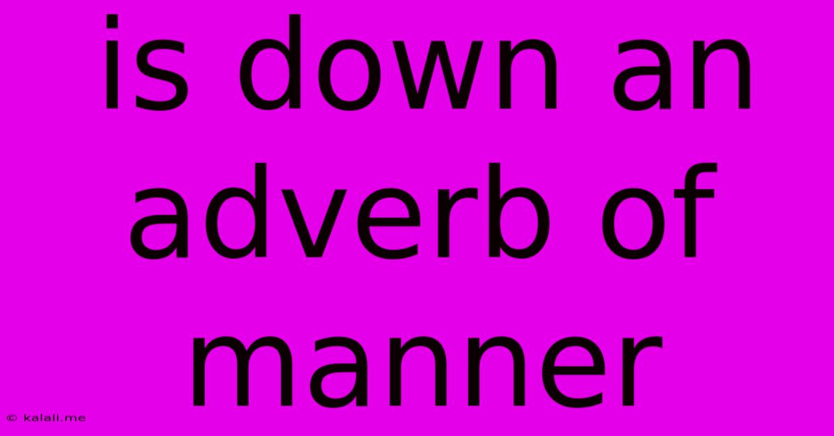 Is Down An Adverb Of Manner