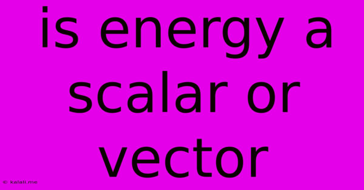 Is Energy A Scalar Or Vector
