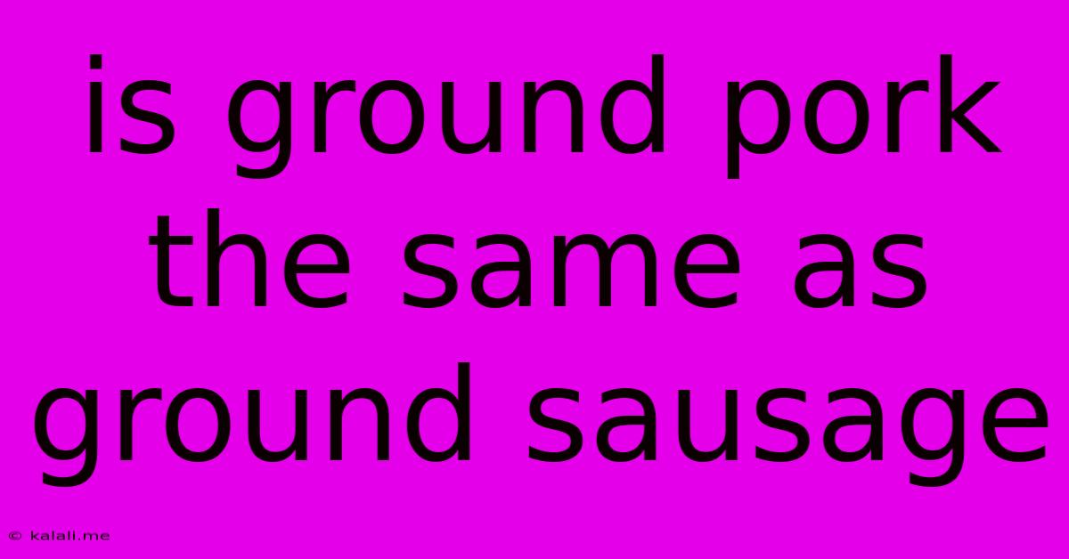 Is Ground Pork The Same As Ground Sausage
