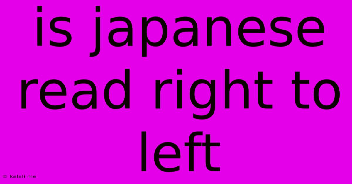 Is Japanese Read Right To Left
