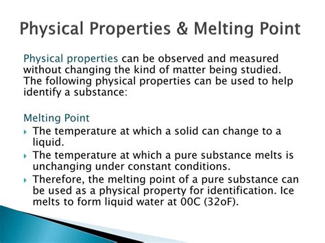 Is Melting Point A Physical Or Chemical Property