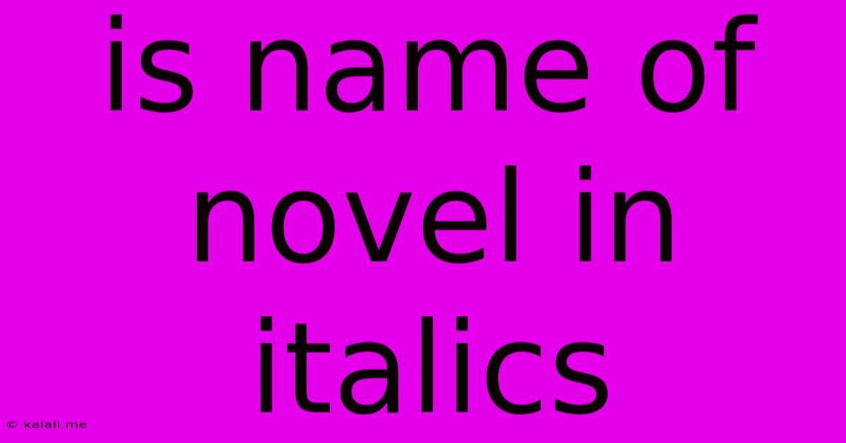 Is Name Of Novel In Italics