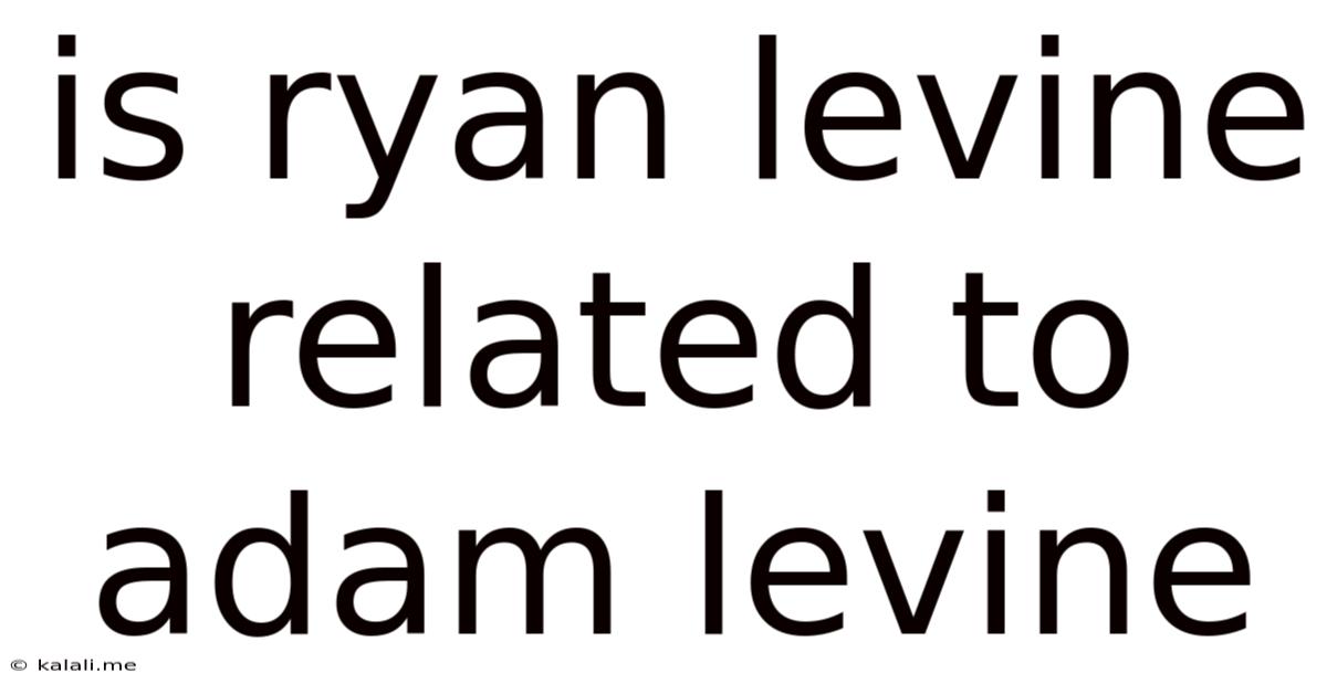 Is Ryan Levine Related To Adam Levine