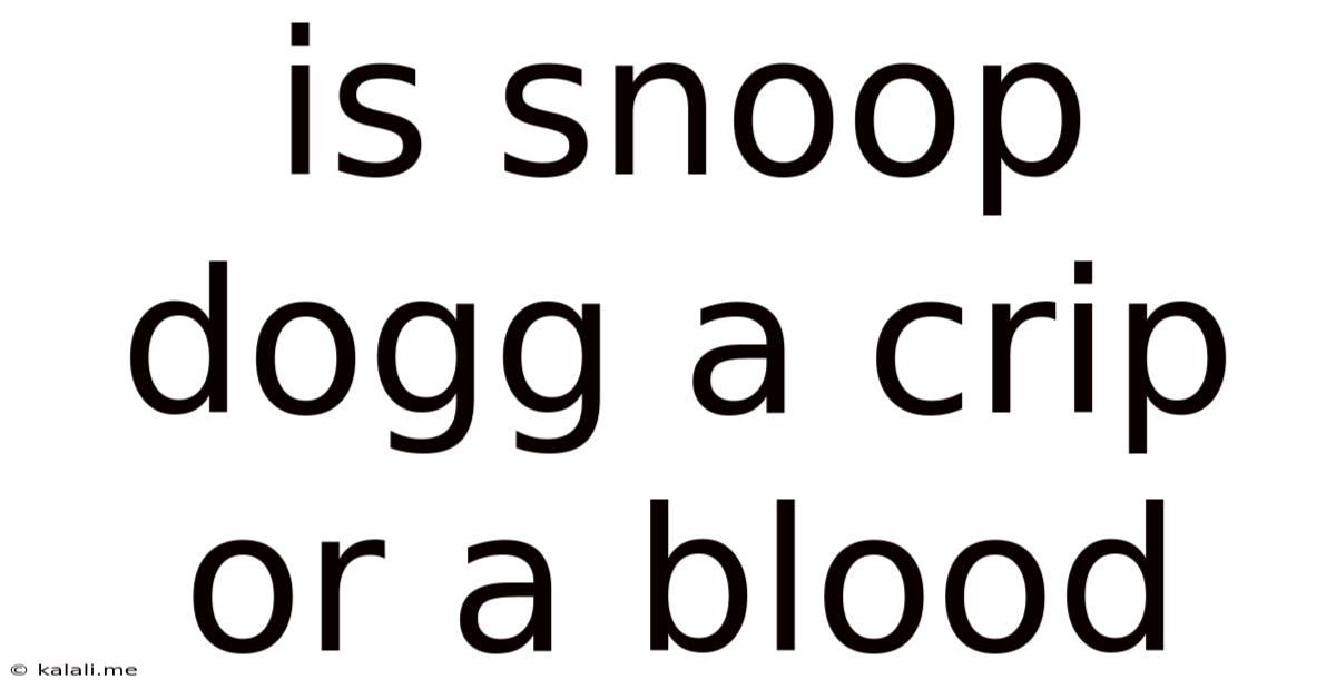 Is Snoop Dogg A Crip Or A Blood