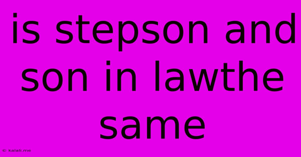 Is Stepson And Son In Lawthe Same