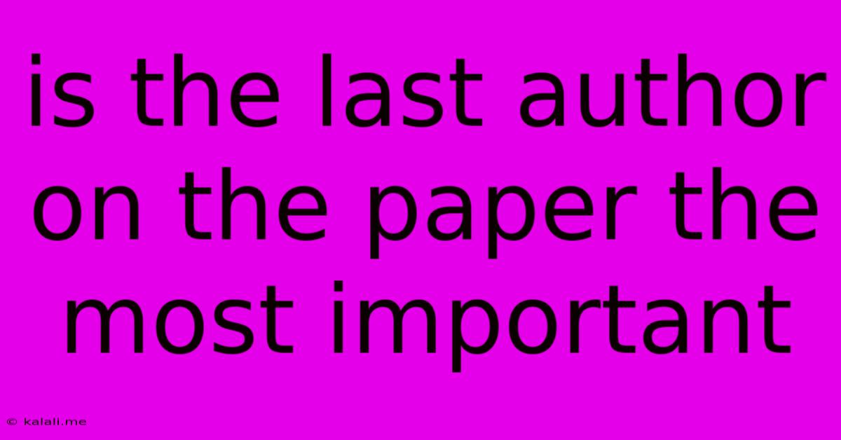 Is The Last Author On The Paper The Most Important