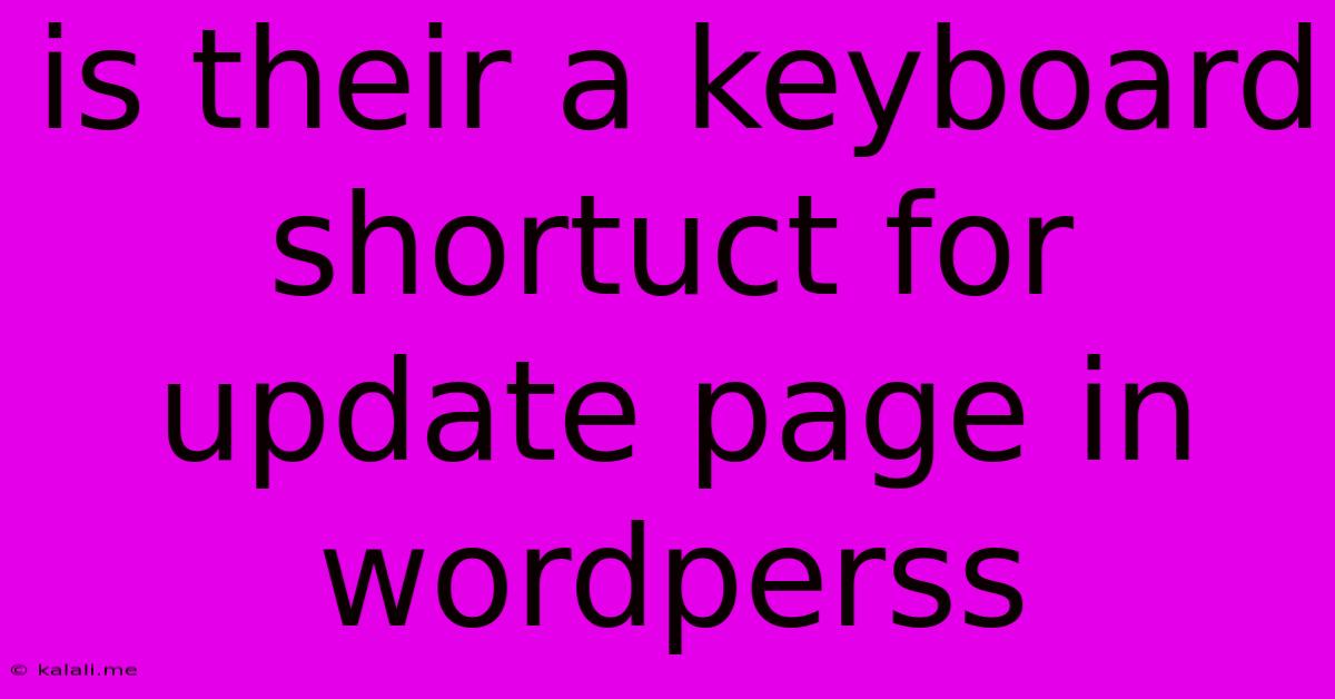 Is Their A Keyboard Shortuct For Update Page In Wordperss