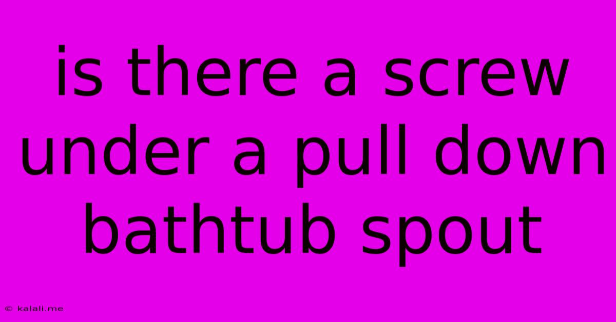 Is There A Screw Under A Pull Down Bathtub Spout