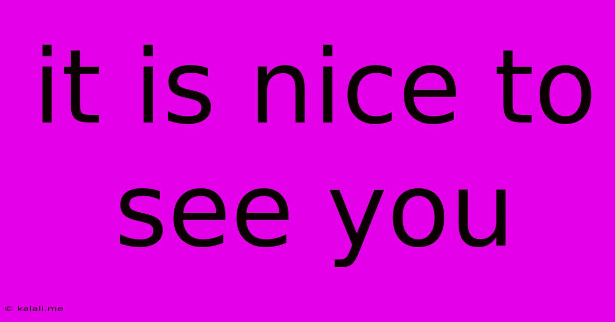 It Is Nice To See You