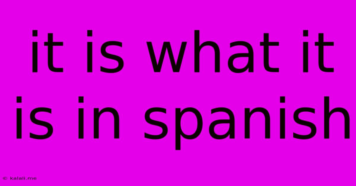 It Is What It Is In Spanish