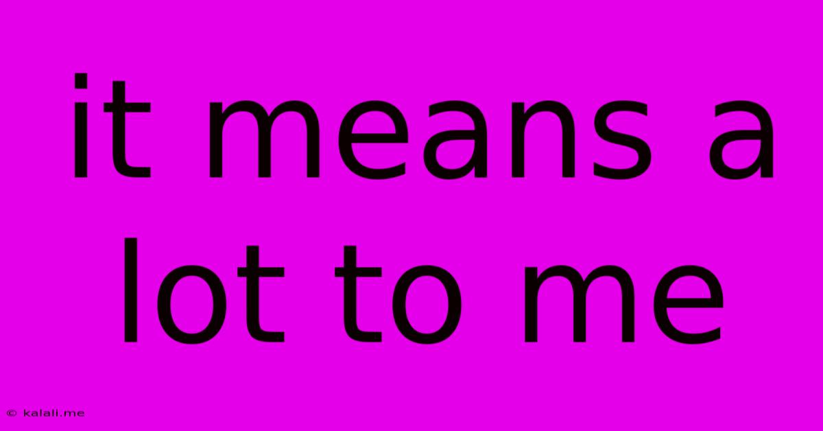 It Means A Lot To Me