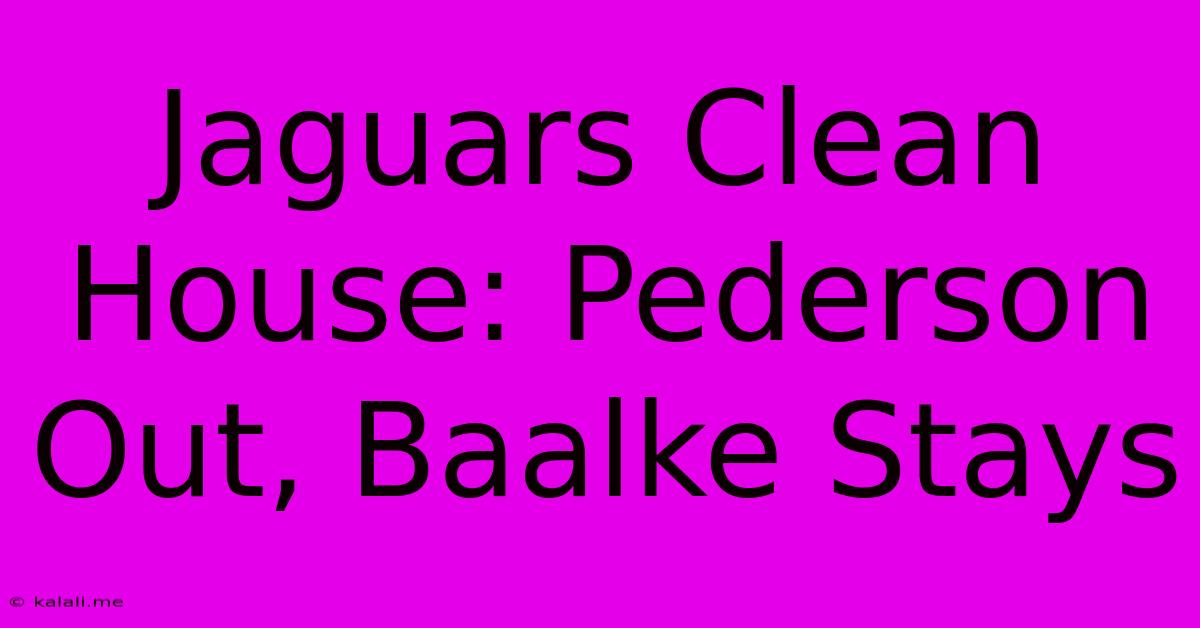 Jaguars Clean House: Pederson Out, Baalke Stays