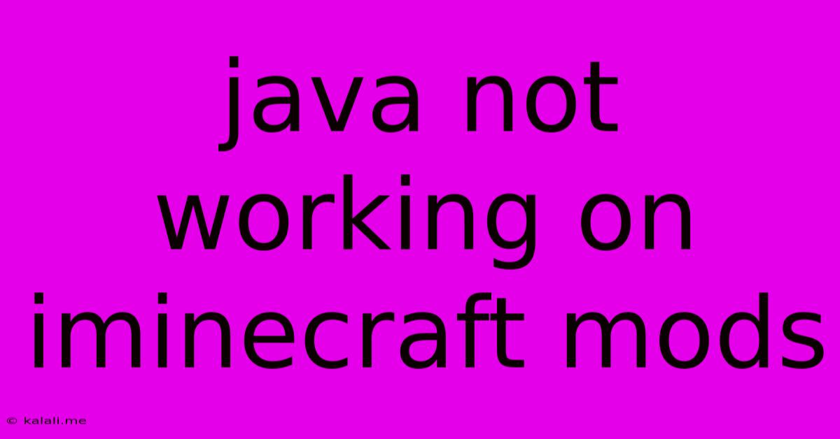 Java Not Working On Iminecraft Mods