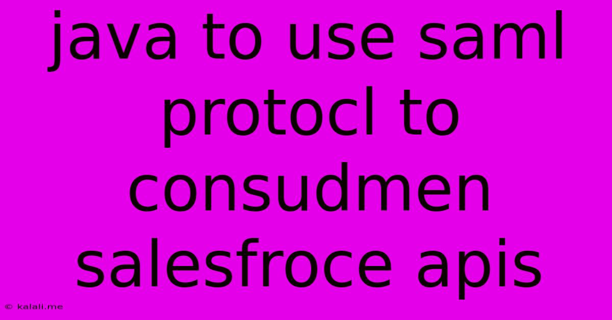 Java To Use Saml Protocl To Consudmen Salesfroce Apis