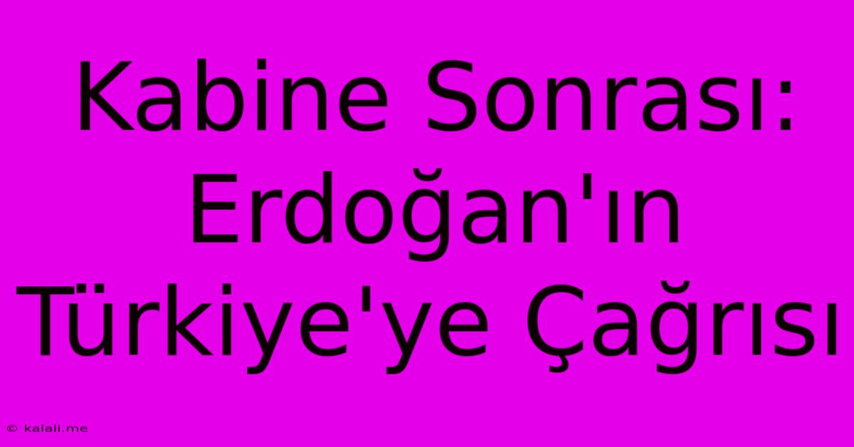 Kabine Sonrası: Erdoğan'ın Türkiye'ye Çağrısı