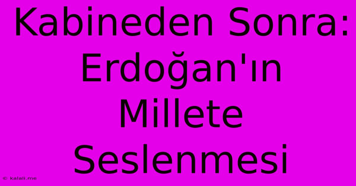 Kabineden Sonra: Erdoğan'ın Millete Seslenmesi