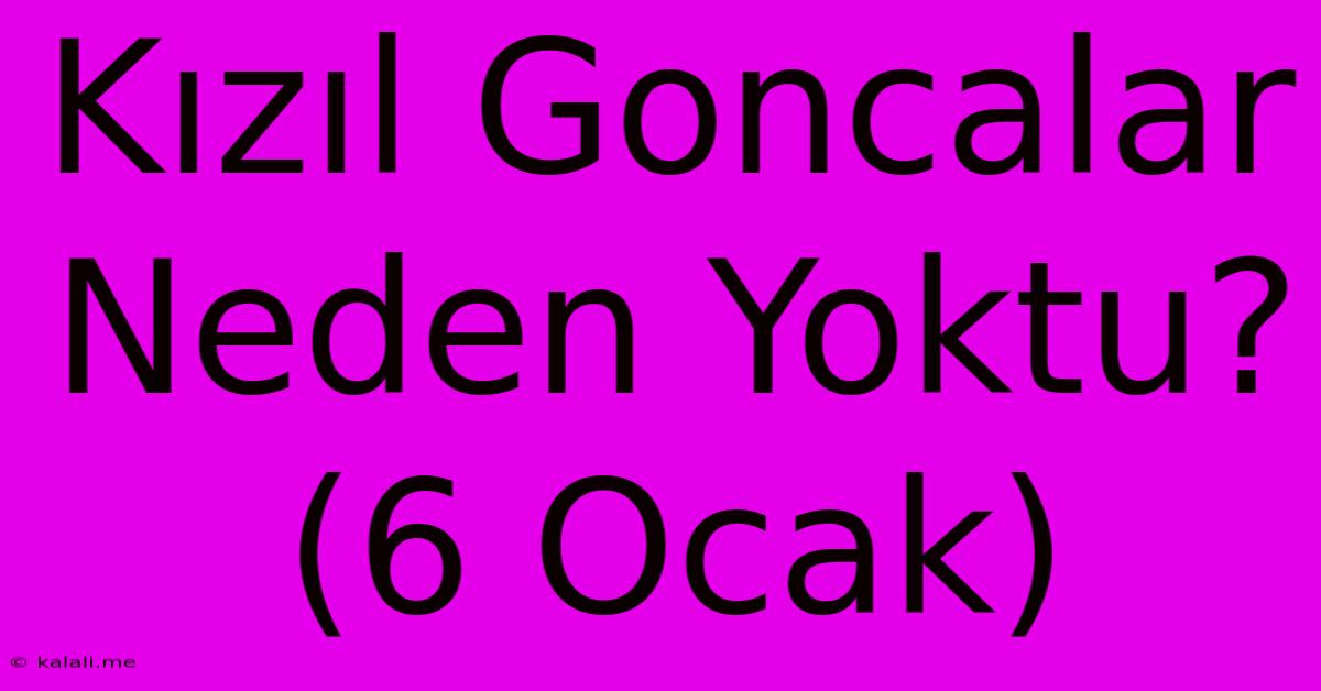 Kızıl Goncalar Neden Yoktu? (6 Ocak)