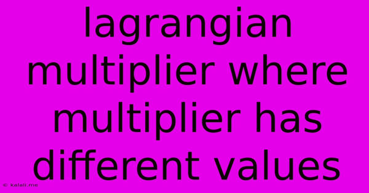 Lagrangian Multiplier Where Multiplier Has Different Values