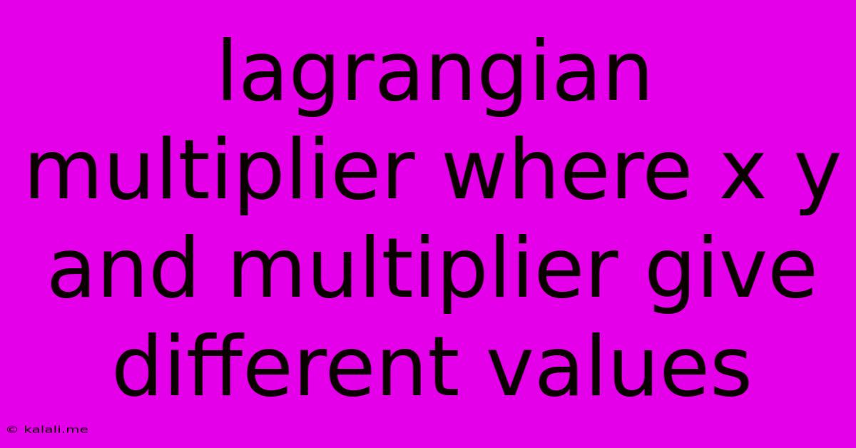 Lagrangian Multiplier Where X Y And Multiplier Give Different Values