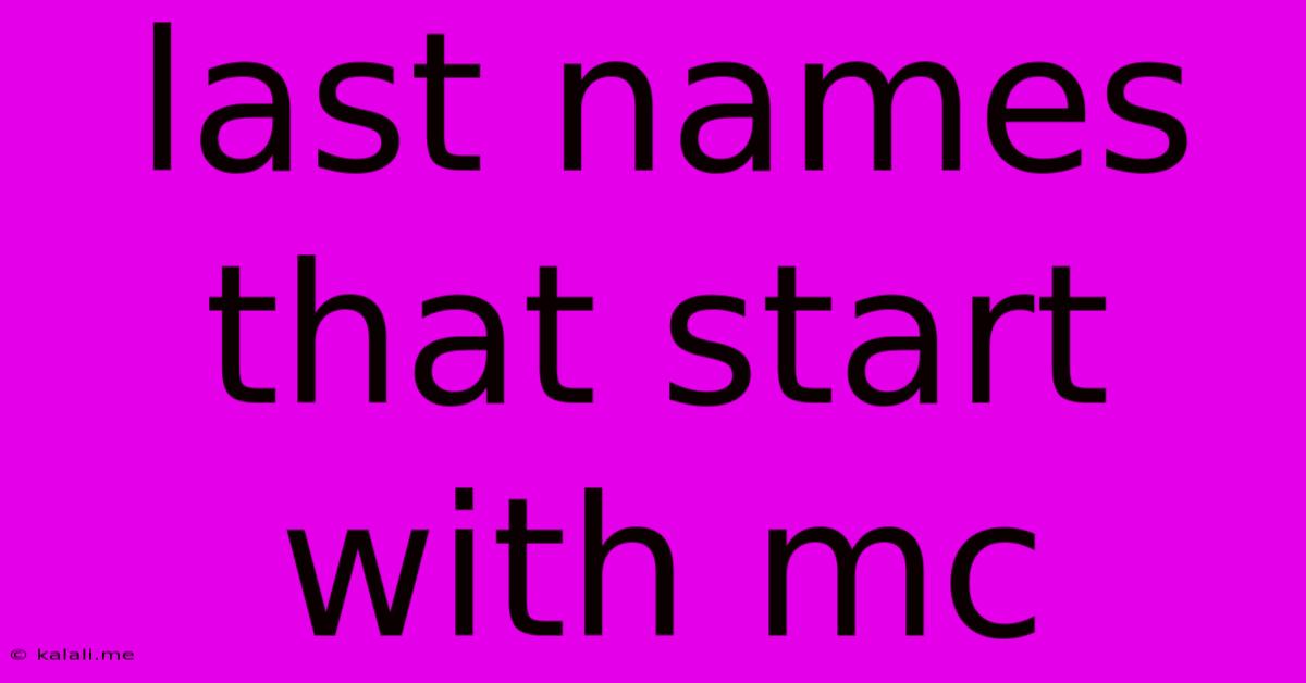 Last Names That Start With Mc
