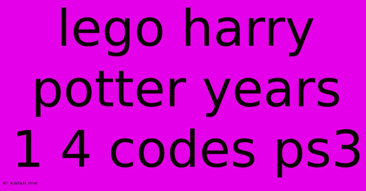 Lego Harry Potter Years 1 4 Codes Ps3