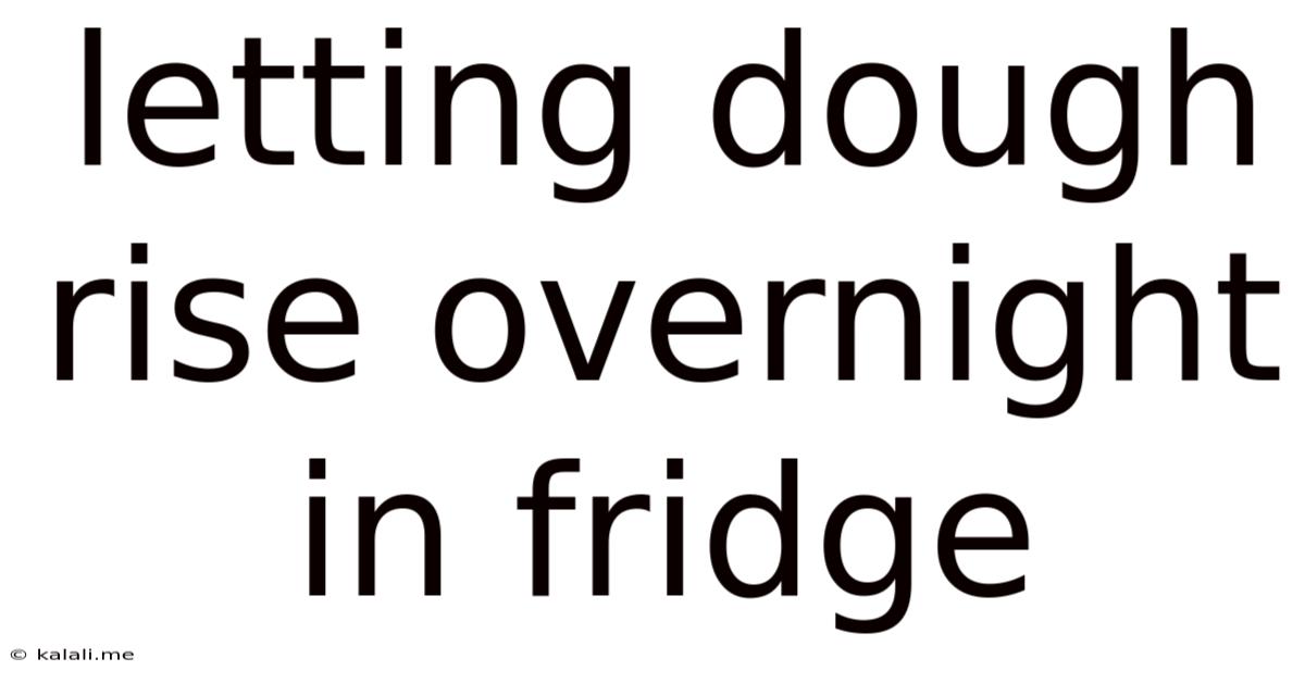 Letting Dough Rise Overnight In Fridge