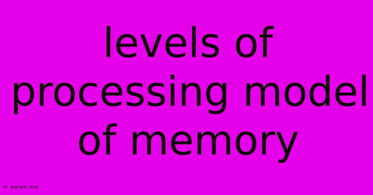Levels Of Processing Model Of Memory