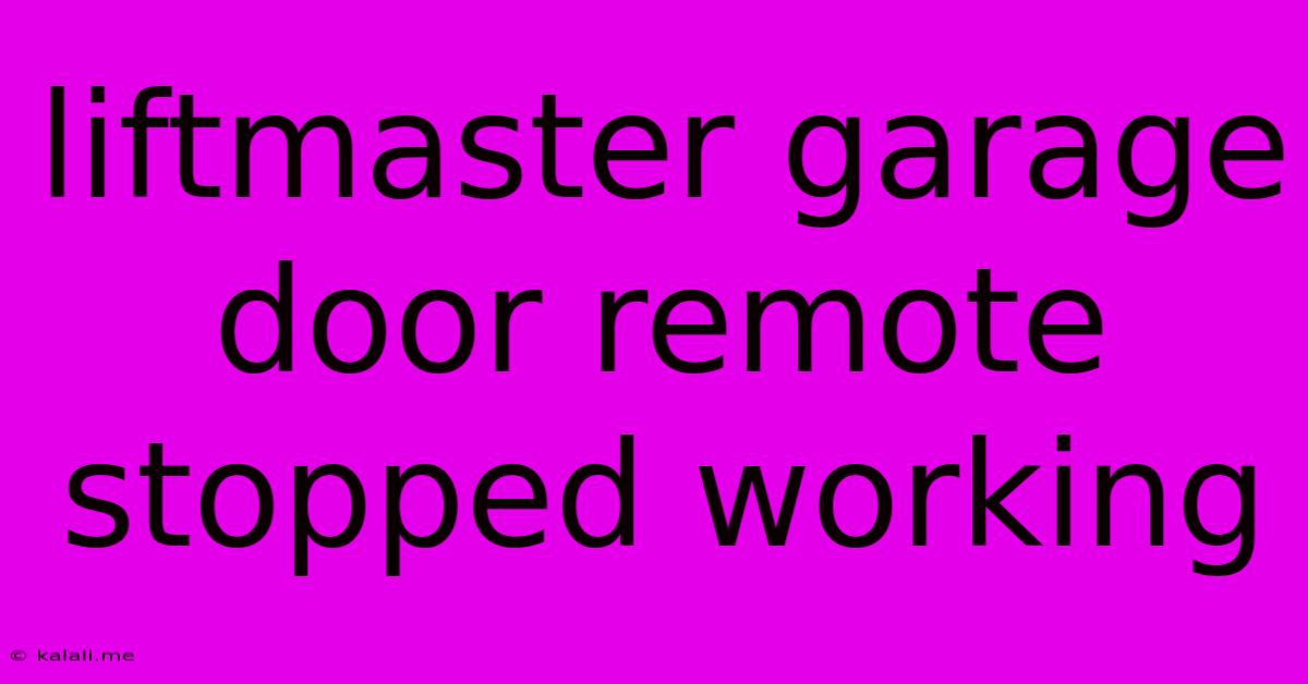 Liftmaster Garage Door Remote Stopped Working