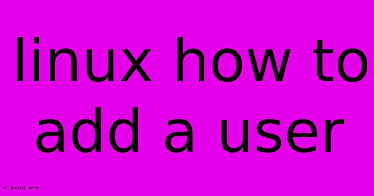 Linux How To Add A User
