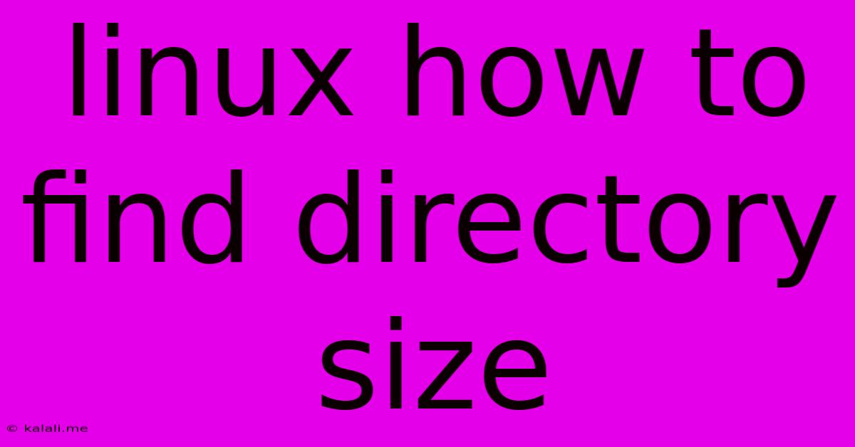 Linux How To Find Directory Size